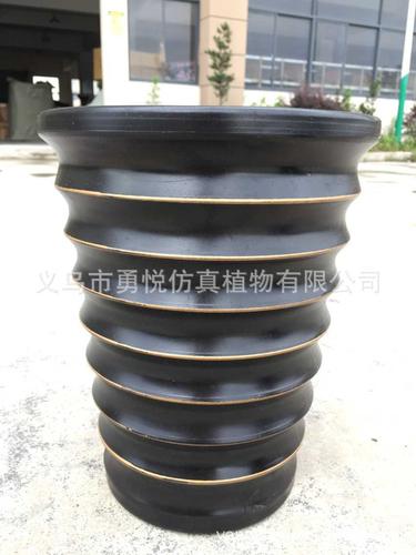 厂家批发特大仿黑陶瓷欧式花盆黑盆园艺种植塑料耐腐落地花盆陶盆